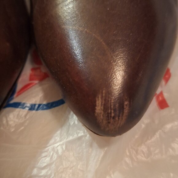 FRYE Leather Pumps with Stacked Wooden Heel - Picture 3 of 10